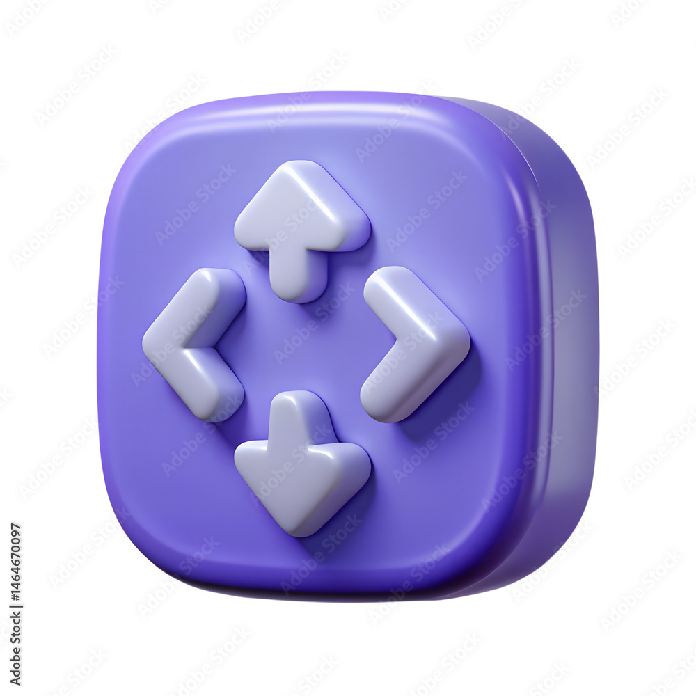 Poster a high quality 3d rendering icon of directional arrows representing navigation and movement on an is