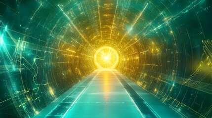 Fototapeta premium A vibrant, futuristic tunnel of light and glowing lines.