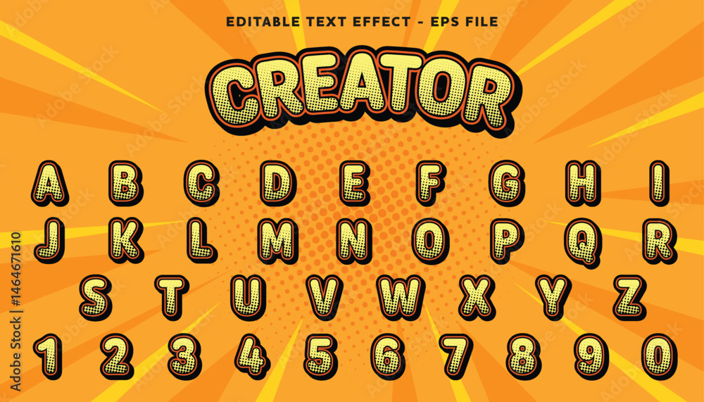 Poster creator editable text and alphabet effect with modern background