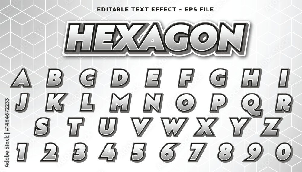 Poster hexagon editable text and alphabet effect with modern background