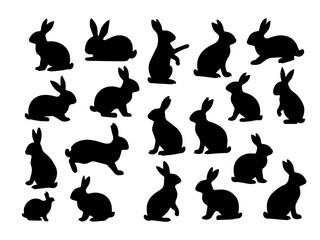 Large Collection of Rabbit Silhouettes &ndash; Various Poses and Designs