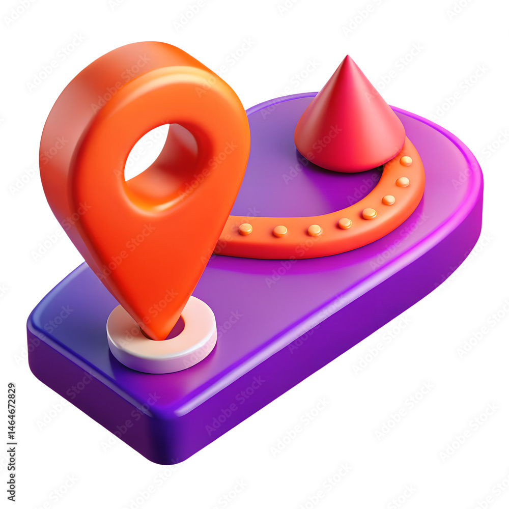 Poster modern high quality 3d rendering icon of a location marker concept within a land transportation isol