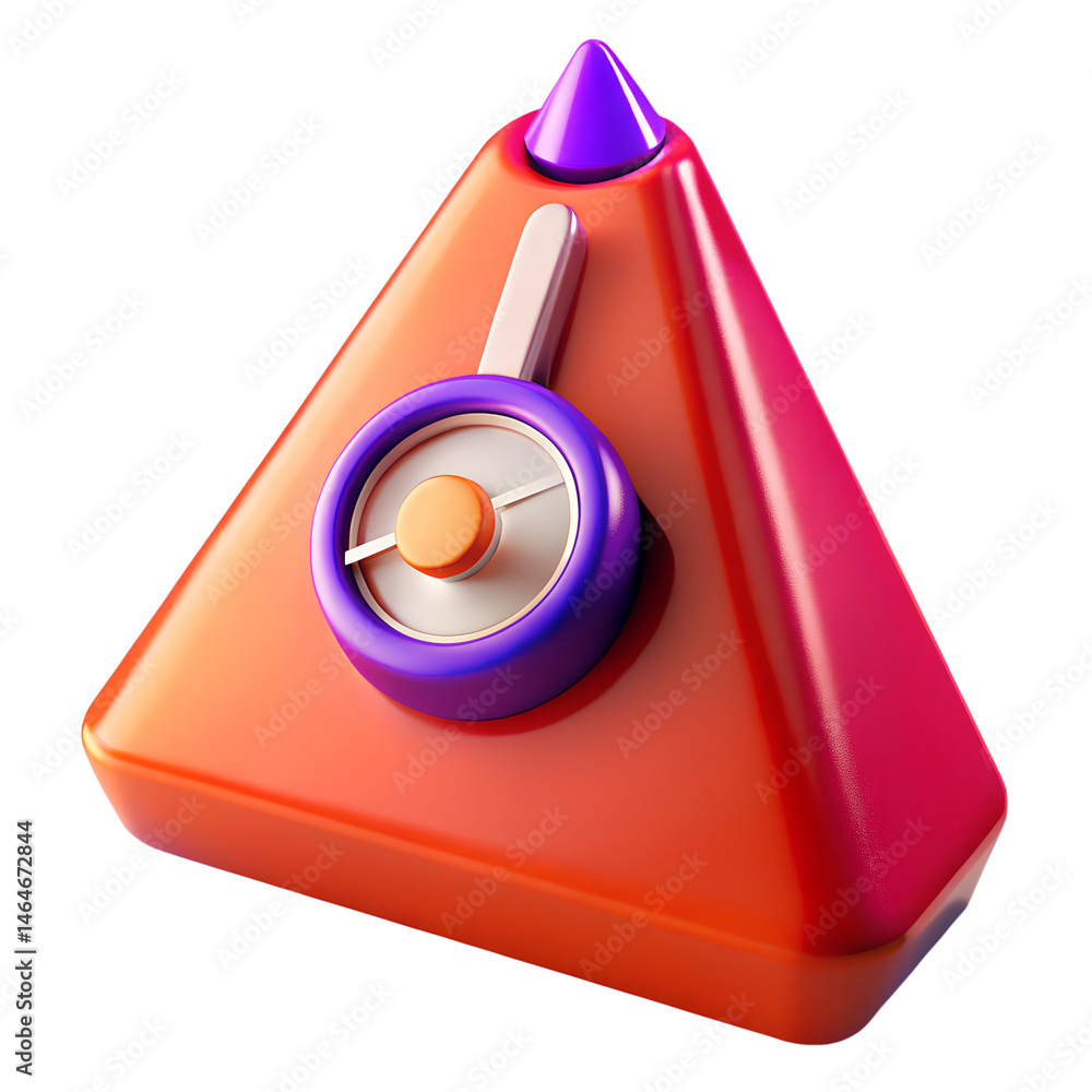 Poster modern orange triangle with gauge high quality 3d rendering icon design for land transportation isol