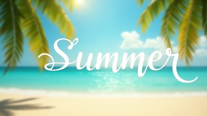 Obraz premium Beach Bliss: Vibrant Summer Quote Over Tropical Scene