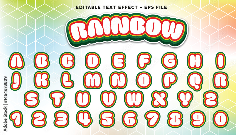 Poster rainbow editable text and alphabet effect with modern background