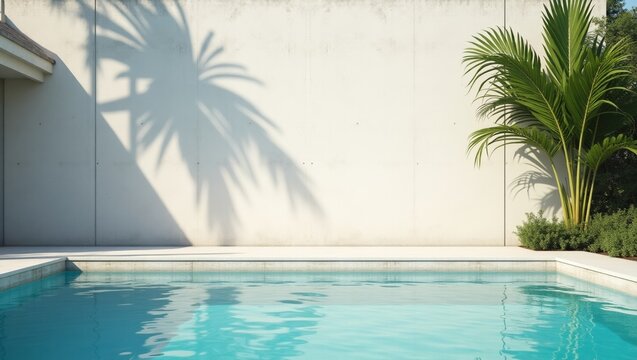 Swimming Pool Oasis with Palm Trees