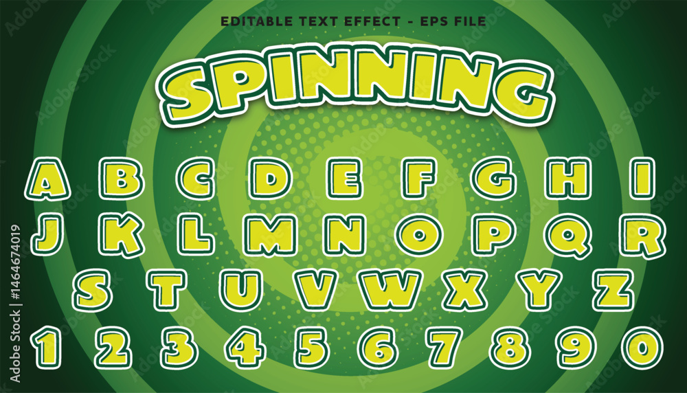 Aufkleber spinning editable text and alphabet effect with modern background