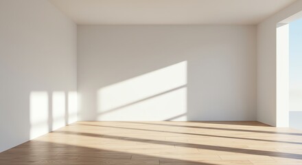 Fototapeta premium Empty room with sunlight on hardwood floor