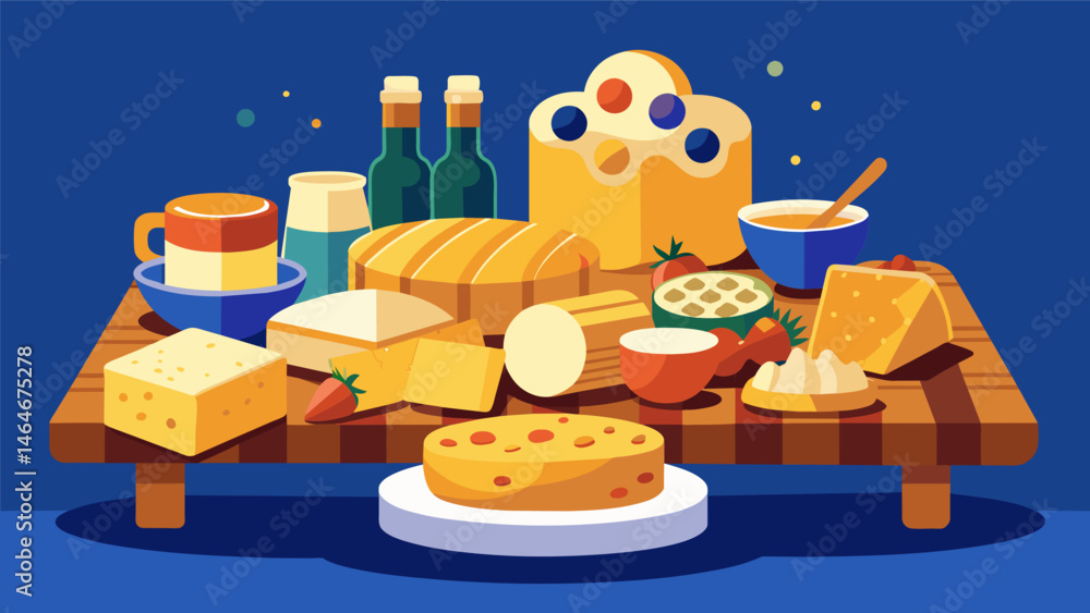 Poster a cheese lovers dream come true with a table filled with different types of bread and an assortment 