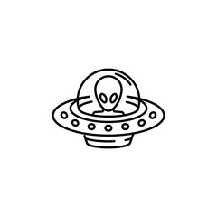 Alien in saucer icon. Simple alien in UFO icon for social media, app and web design. Vector illustration.