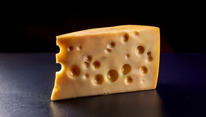 a single piece of cheese resting on a flat surface potentially used in food photography or as a prop for other images