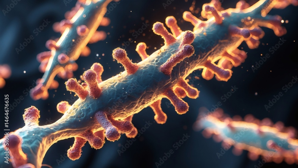 Poster an abstract artistic illustration of microscopic microorganisms. The intricate details and structures of the microorganisms create a visual feast, inviting exploration and wonder.