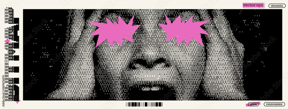 Aufkleber emotional expression in pixelated form with vibrant colors and expressive features