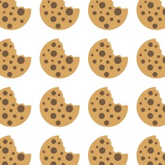Seamless pattern illustration of cookie bread with chocolate topping cartoon doodle style for fabric, picture label, wallpaper, banner, poster.