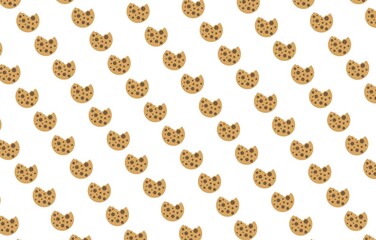 Seamless pattern illustration of cookie bread with chocolate topping cartoon doodle style for fabric, picture label, wallpaper, banner, poster.