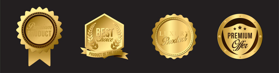Luxury golden flat badges set