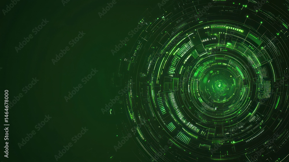 Poster glowing green circular technology abstract background image