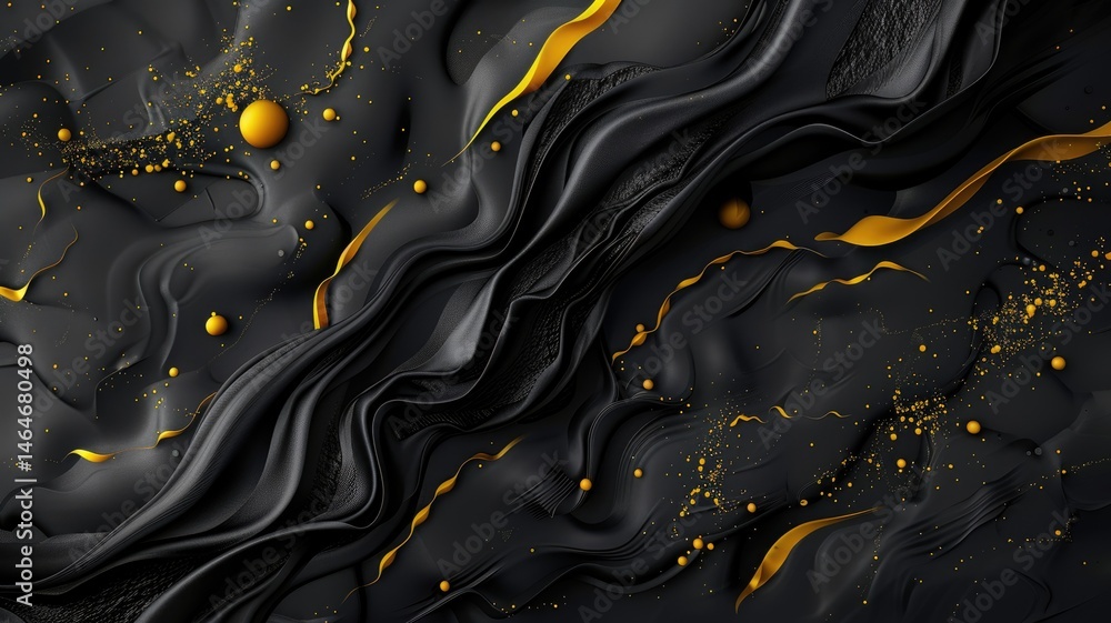 Poster abstract black and gold texture diagonal lines with paint splatter. digital art for design and print