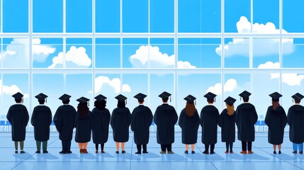 Diverse graduates facing bright future hope success and new beginnings