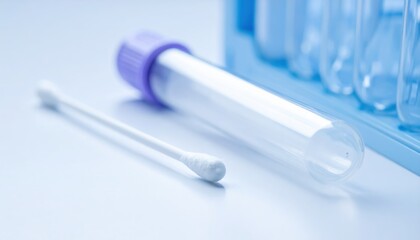 Medical Sample Collection Sterile Cotton Swab and Test Tube Ready for Analysis