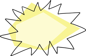 one explosion hand drawn with black curved outline with a polygonal background in two shades of yellow