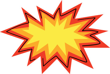 one bright explosion hand drawn with black curved outline