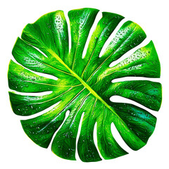Monstera leaf with vibrant green color