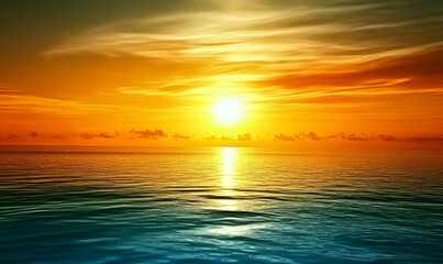 Vibrant Sunset Over Calm Ocean Water