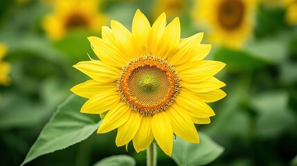 Obraz premium Vibrant yellow sunflower in full bloom close up view