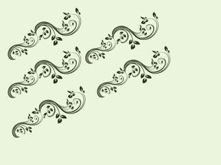 Elegant Green Floral Design Elements for Backgrounds and Decor