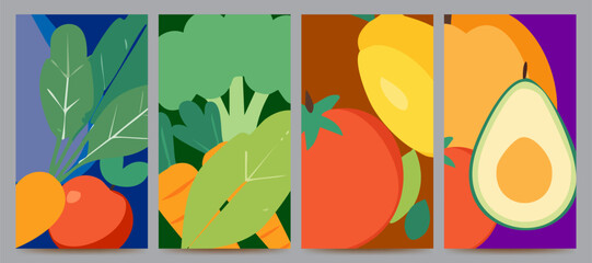abstract fruit background set