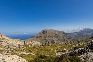 The Spanish island of Mallorca - beautiful views of green mountains, cliffs, the Mediterranean Sea...