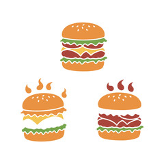 vector illustration of a hamburger fastfood icon set vintage design