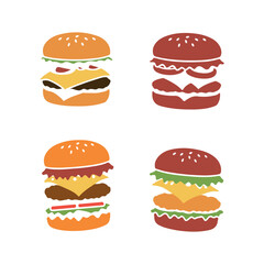 vector illustration of a hamburger fastfood icon set vintage design