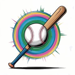 A vibrant digital painting a baseball bat, background white