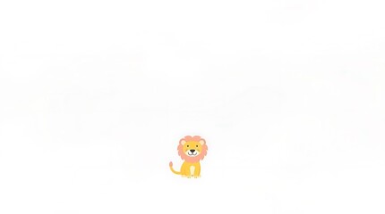 Thick fog, low visibility, modern flat design, soft pastel colors. Vector pop art lion logo, bold colors, clean white background. Adorable, charming lion, simple shapes