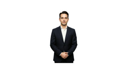 Professional headshot of businessman in suit for corporate website or linkedin profile picture for career success on transparent background