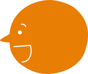 cute doodle minimal hand draw speech bubble balloon orange color with facial expression, text box think speak talk banner, flat design png illustration