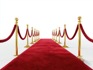Red carpet isolated on white background for events, premieres, and award ceremonies.
