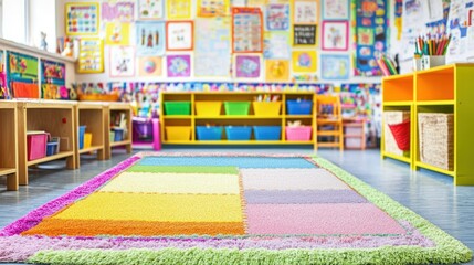 Vibrant colorful playroom interior design.
