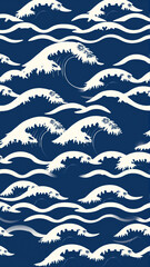 Pattern of sea waves, repeating elements. Japanese Style