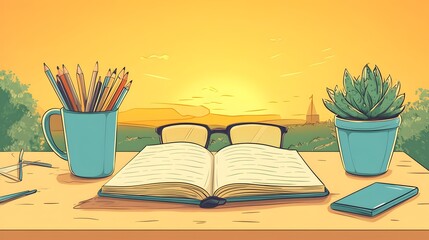 A red mug with coffee sits on a table next to a notebook