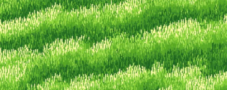 Exploring vibrant pixel grass in a lush pixel art landscape filled with charm and retro aesthetics