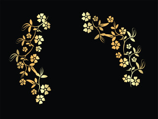 Elegant Golden Floral Design on Black Background for Invitation Cards