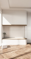 Mock up Tv cabinet in modern empty room japanese minimal designs, 3d rendering