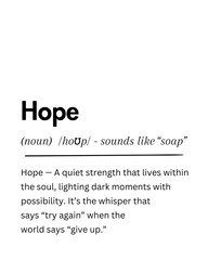 Hope Definition Wall Art Inspirational Quote for Office,