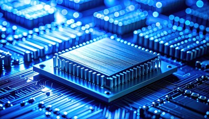Fototapeta premium Computer Chip on Circuit Board