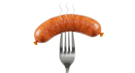 Isolated Sausage on a Fork