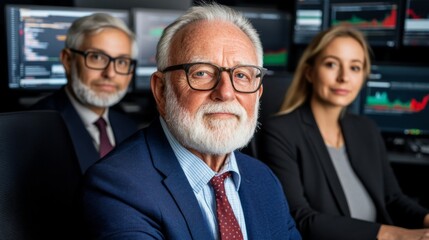 Professional team of financial analysts working in a modern office