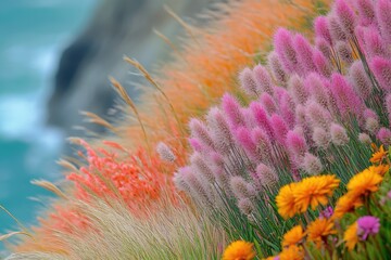 Vibrant coastal wildflowers